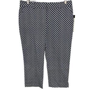 Rafaella Women Classic Fit Pants Size 12 Navy White Stretch Crop Stretch NWT new